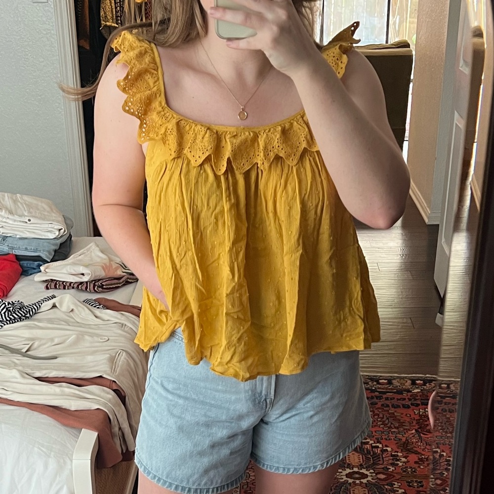 Boutique Mustard Sleeveless Swing Crop Top